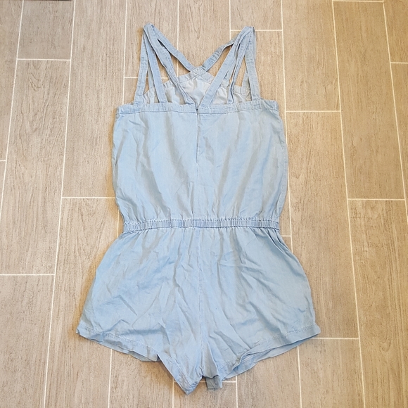 Fabletics Blue Chambray Romper - Picture 2 of 7